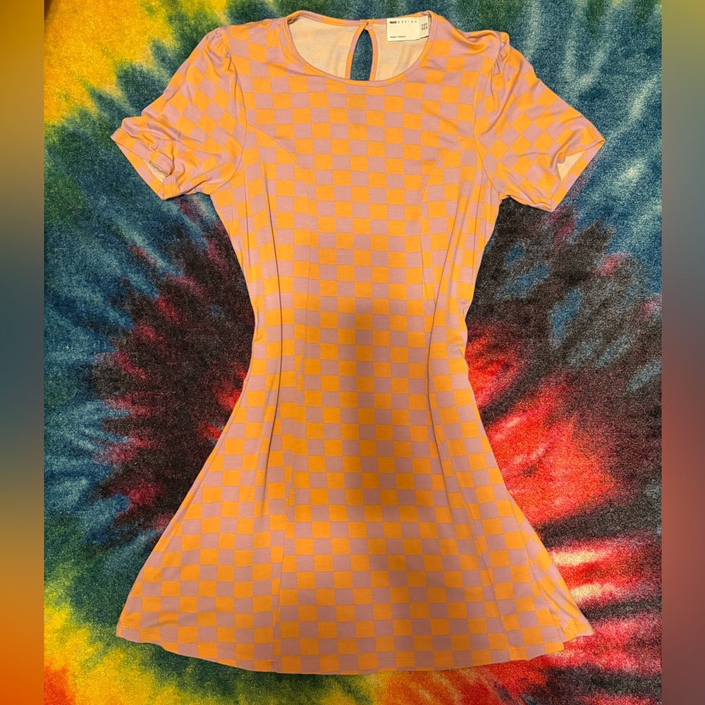 ASOS Design Vibrant Checkered Dress US 10